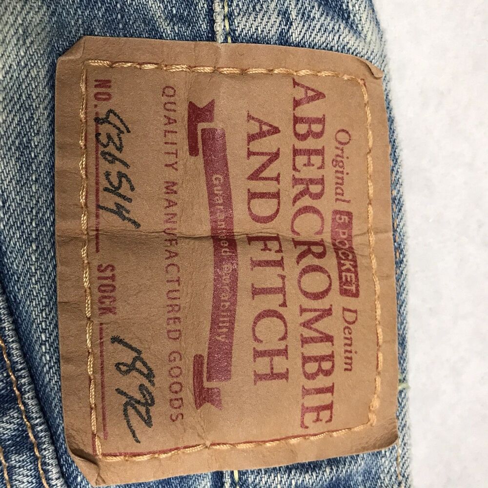 Y2K ABERCROMBIE & FITCH Remsen Jeans Men 32x34 Distressed Low Rise Slim Straight - Picture 12 of 16
